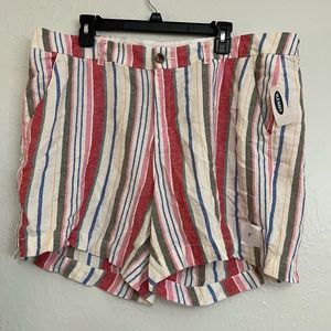 NWT Old Navy Everyday Shorts Mid Rise Striped Shorts Size 18 Linen